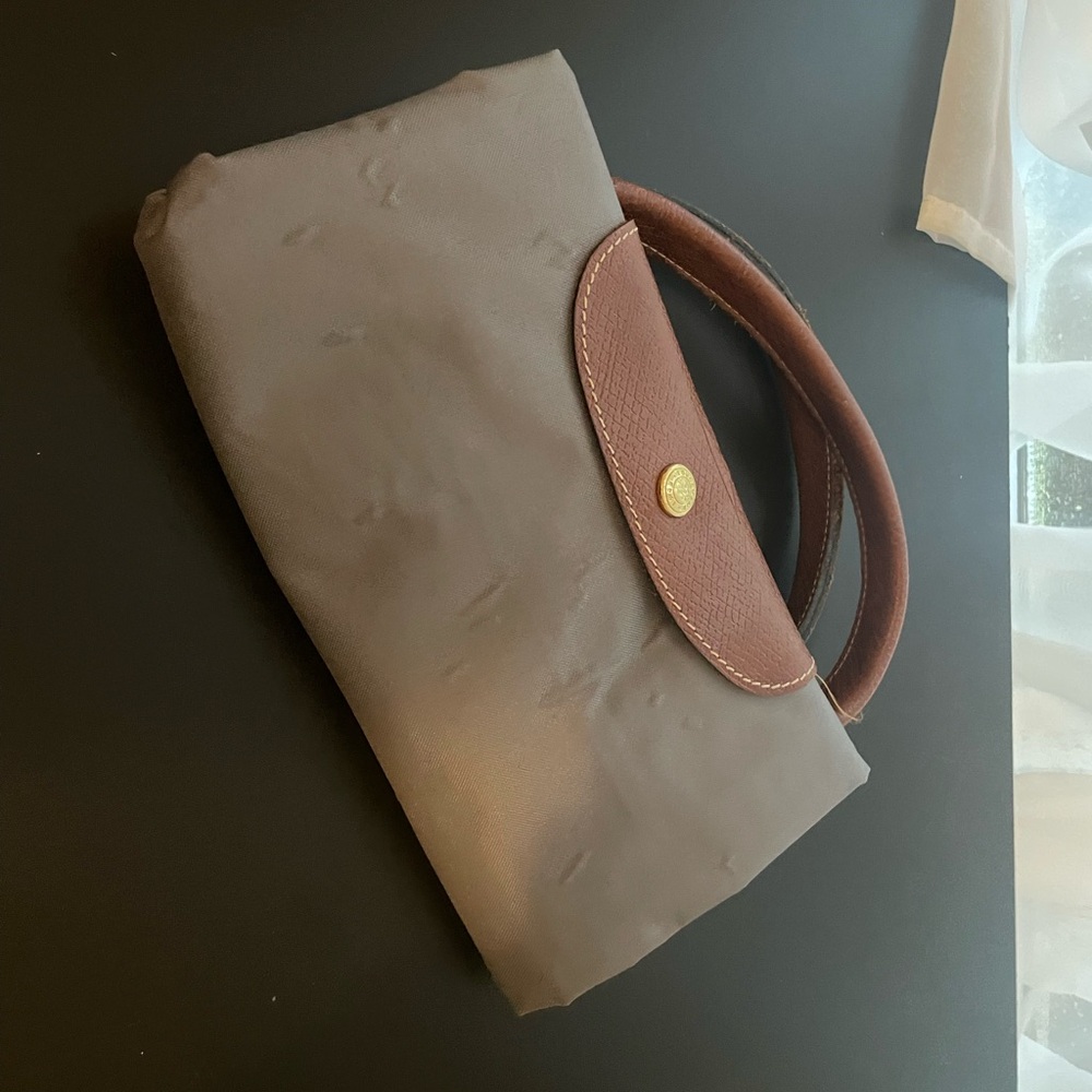 Longchamp Large Bag - grey with short handle